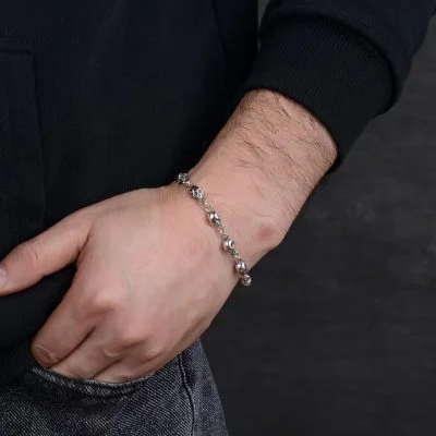 925 Sterling Silver Skull Bracelet For Men