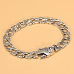 925 Sterling Silver Skull Carved Twist Chain Bracelet
