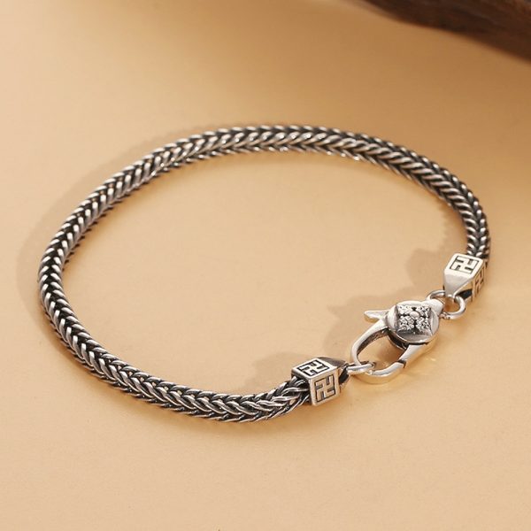 925 Sterling Silver Square Braid Bracelet side view image