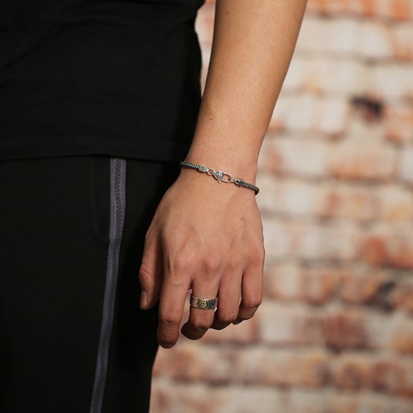 Square Braid Sterling Silver Bracelet for men, bracelet length 18 - 21cm four size available
