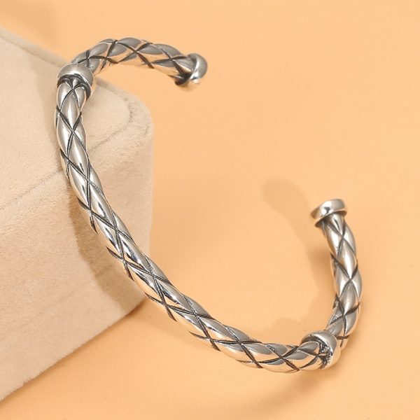 Sterling silver bangle bracelet, this is a left view of the silver bangle
