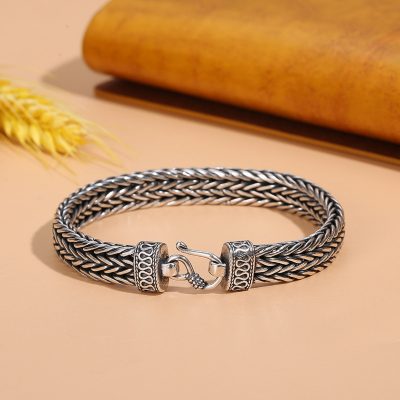 925 Sterling Silver Wide Braid silver bracelet for women, made of 925 sterling silver