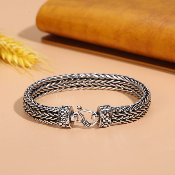 925 Sterling Silver Wide Braid silver bracelet for women, made of 925 sterling silver
