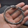 925 Sterling Thai Silver Dragon Open Bangle, wear view image