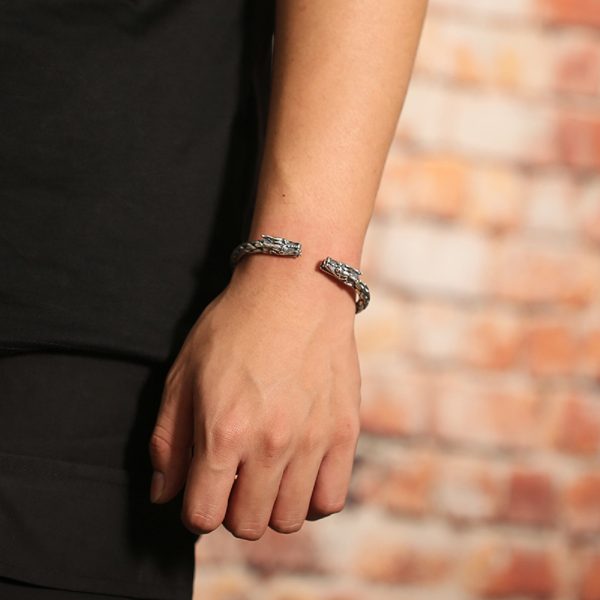 sterling silver bracelet charms, this is a wear view of silver bangle
