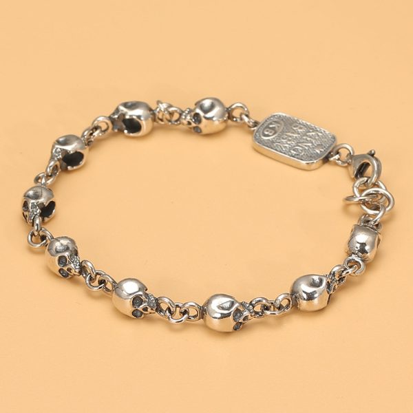 925 Sterling Thai Silver Skull Bracelet For Men