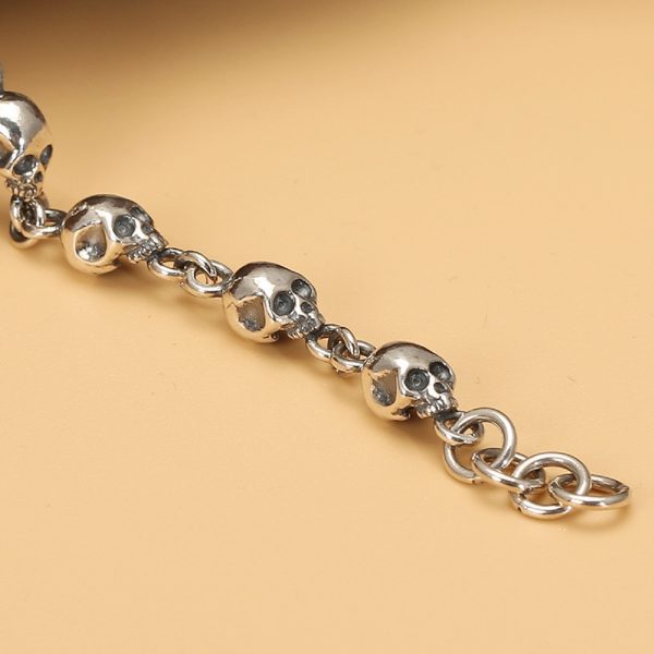 925 Sterling Thai Silver Skull Bracelet For Men - Image 4