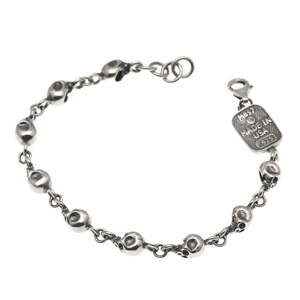 925 Sterling Thai Silver Skull Bracelet For Men - Image 6