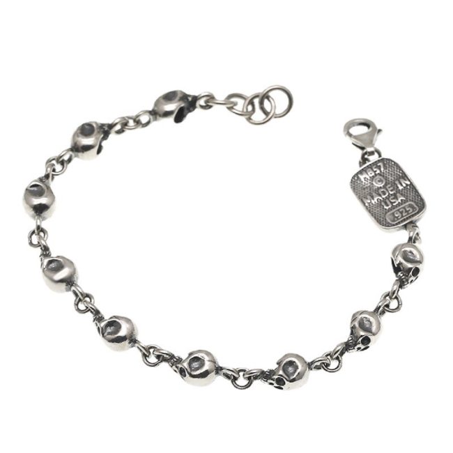 925 Sterling Thai Silver Skull Bracelet For Men - Image 6