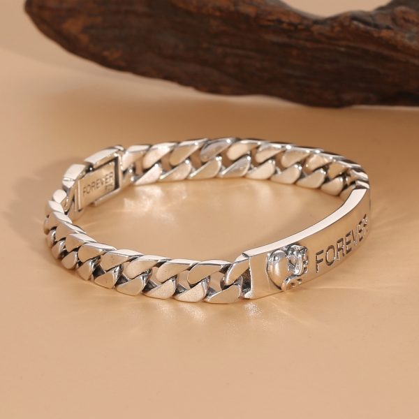 Couple Sterling Silver bracelet for men, handcrafted Cuban link silver,18 and 20cm two lengths available