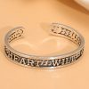 Sterling silver bangle bracelet, open cuff bangle with double layer engraving.