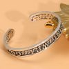 sterling silver bracelet for charms, right view of the silver bracelet, engraved with the phrase “MY HEART WILL GO ON” on top