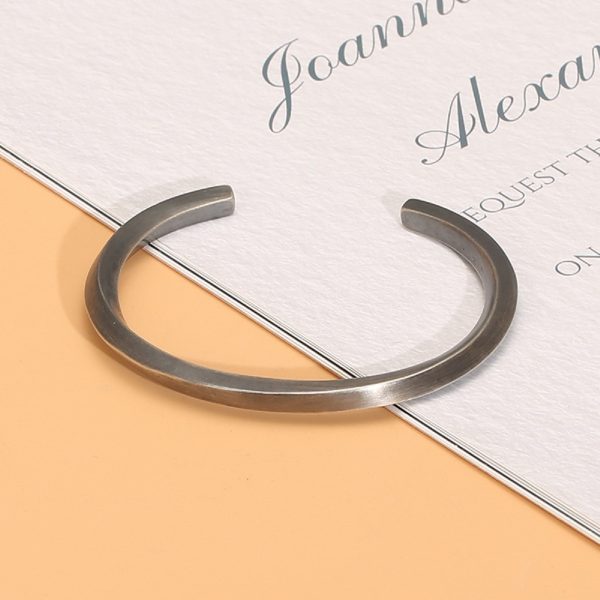 Sterling silver bangle bracelet, minimalist design, square silver strip twisted bracelet.