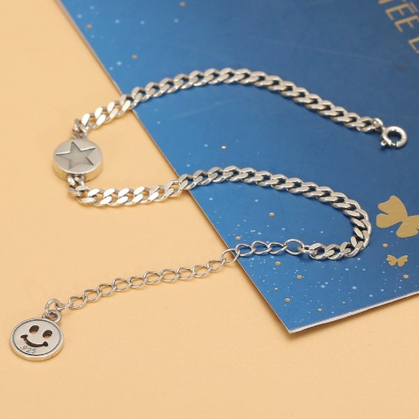 Happy Face 925 Sterling Silver Bracelet for women, made of 925 sterling silver, silver cuban chain bracelet,