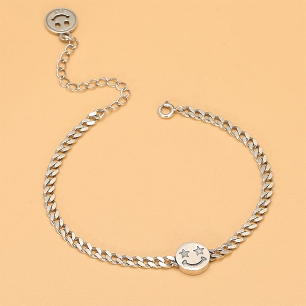 Cuban chain Sterling Silver Bracelet for women, weight about 6.6g, length 18cm