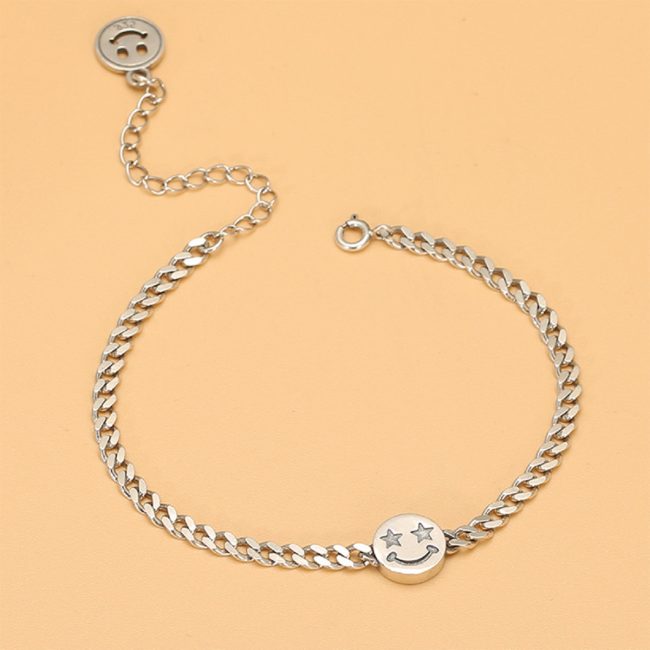 Cuban chain Sterling Silver Bracelet for women, weight about 6.6g, length 18cm