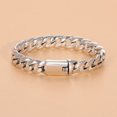 Men's S925 Sterling Silver Cuban Chain Bracelet