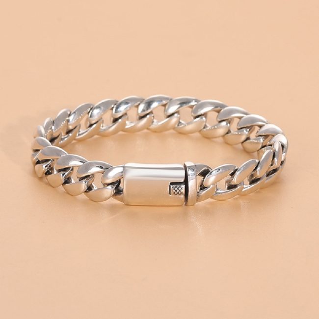 Men's S925 Sterling Silver Cuban Chain Bracelet