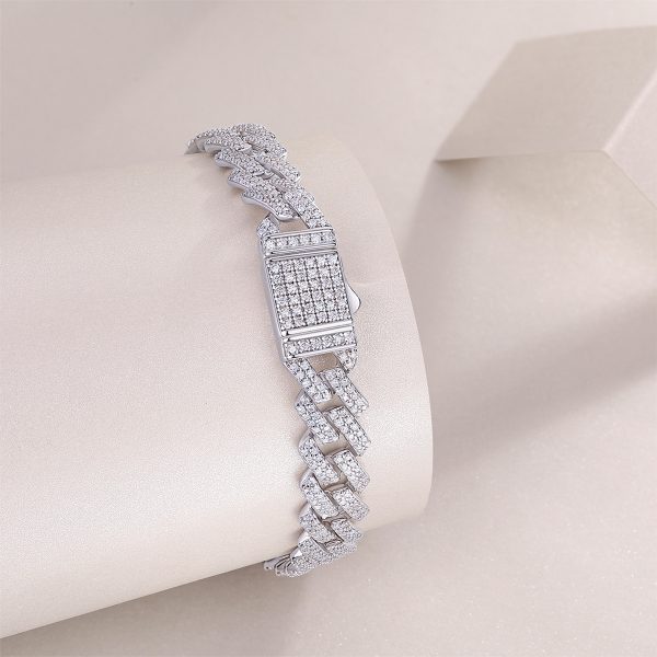 Pavé Diamond Link Chain Bracelet In Sterling Silver - Image 3