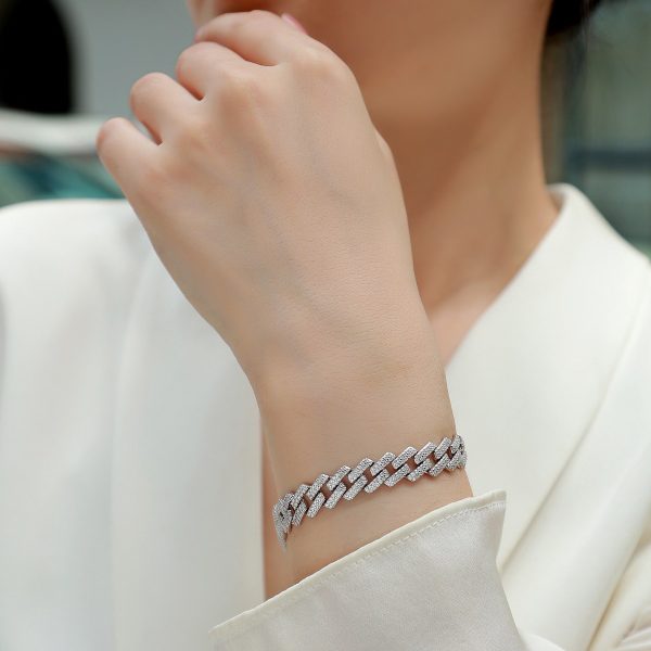 Pandora Pavé Diamond Link Chain Bracelet In Sterling Silver wear view