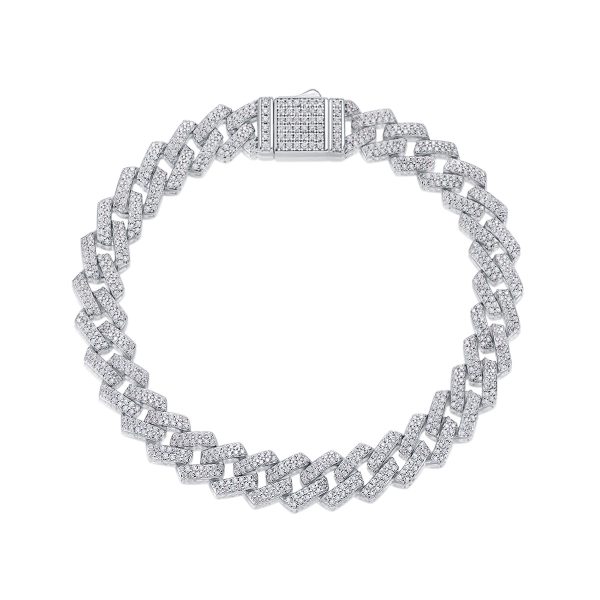 Pavé Diamond Link Chain Bracelet In Sterling Silver - Image 4