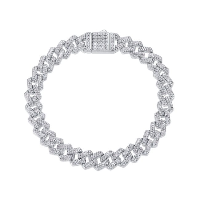 Pavé Diamond Link Chain Bracelet In Sterling Silver - Image 4
