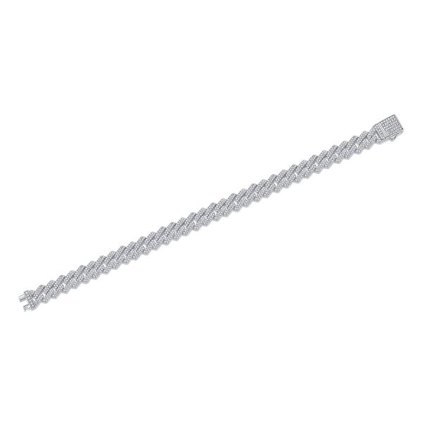 Pavé Diamond Link Chain Bracelet In Sterling Silver - Image 5