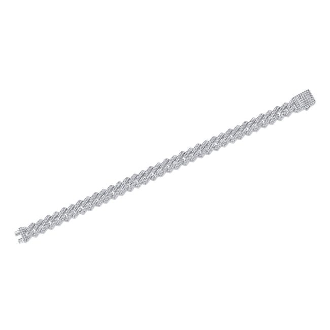 Pavé Diamond Link Chain Bracelet In Sterling Silver - Image 5