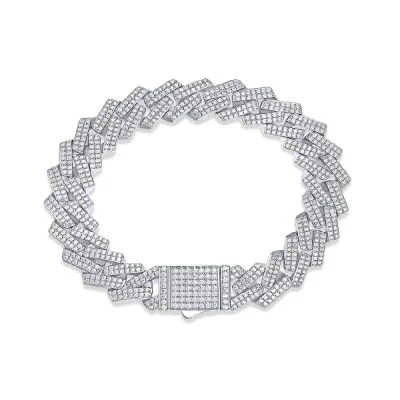 Pavé Diamond Sterling Silver Link Chain Bracelet