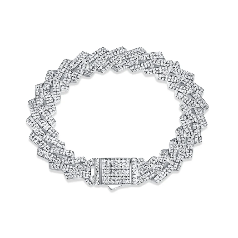 Pavé Diamond Sterling Silver Link Chain Bracelet