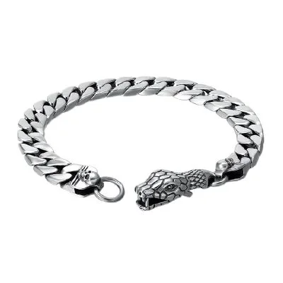 925 sterling silver snack-style twist chain bracelet, sleek and modern masculine accessory.