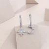 Small with Sterling Silver Hoop Earrings with Moon & Star, hinge with snap-post closure