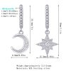 Small with Moon & Star Sterling Silver Hoop Earrings for women, made of 925 sterling silver and moissanite, plated 18 white gold