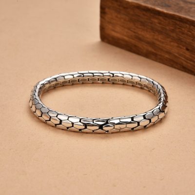 Snakeskin sterling silver bracelets for women or men, hand made, weight about 40.5g, bracelet length 20cm