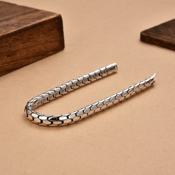 Snakeskin Bracelet In 925 Sterling Silver side view image-2