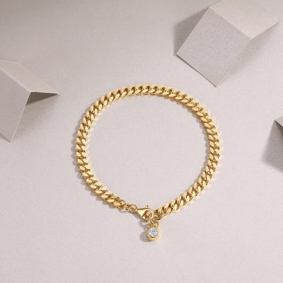 Cuban chain sterling silver bracelets for women, made of sterling silver