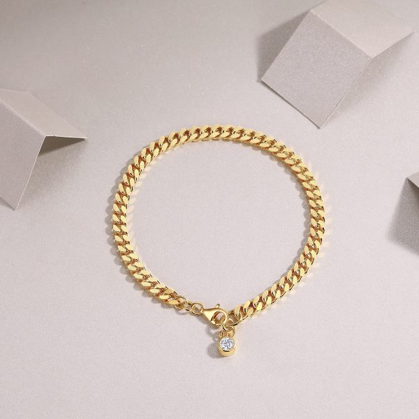 Cuban chain sterling silver bracelets for women, made of sterling silver