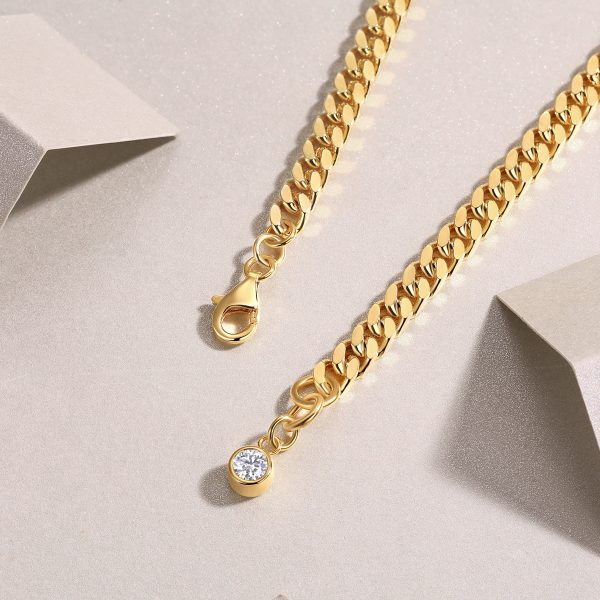 Cuban chain bracelet, sterling silver bracelet for women, detail view image