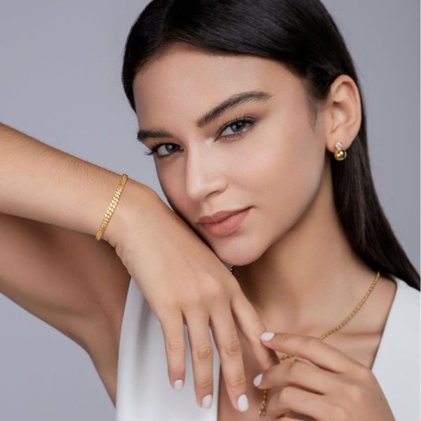 Cuban chain sterling silver bracelet for women, width 4mm, 17 - 22cm Multiple lengths available