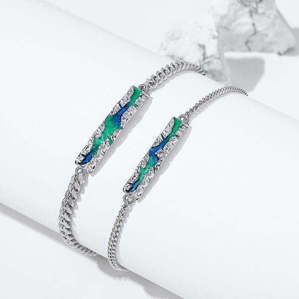 925 Sterling Silver Couple Bracelet With Aurora bracelet side view