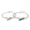 925 Sterling Silver Couple Bracelet With Love Charm blank view image