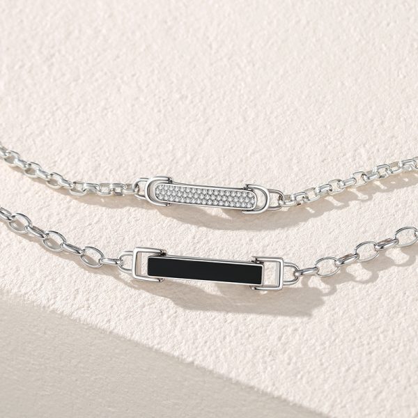 925 Sterling Silver Couple Bracelet With Love Charm detail view image