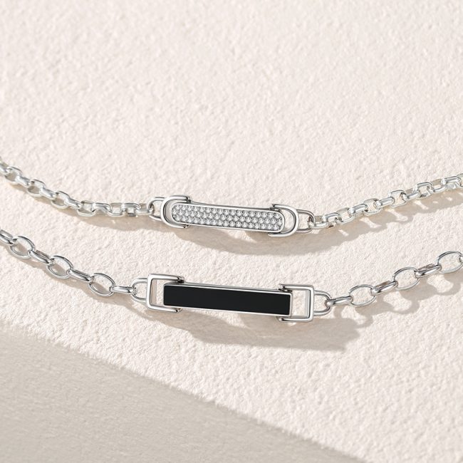 925 Sterling Silver Couple Bracelet With Love Charm detail view image