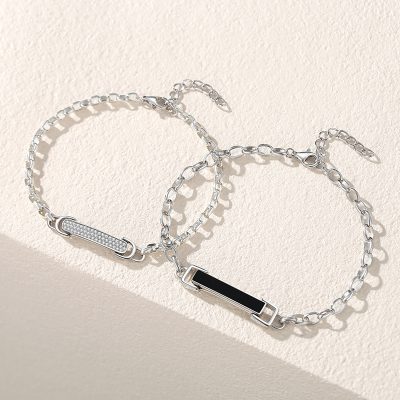 925 Sterling Silver Couple Bracelet With Love Charm
