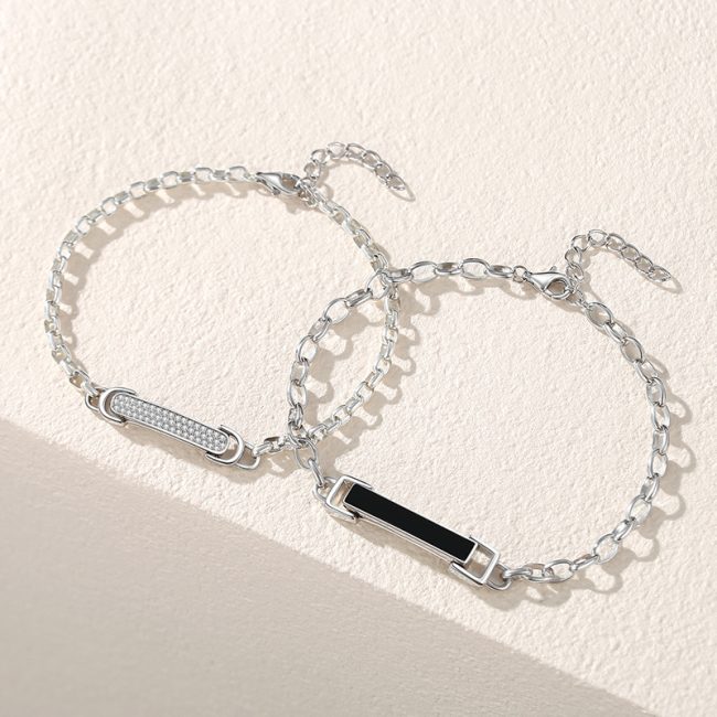 925 Sterling Silver Couple Bracelet With Love Charm