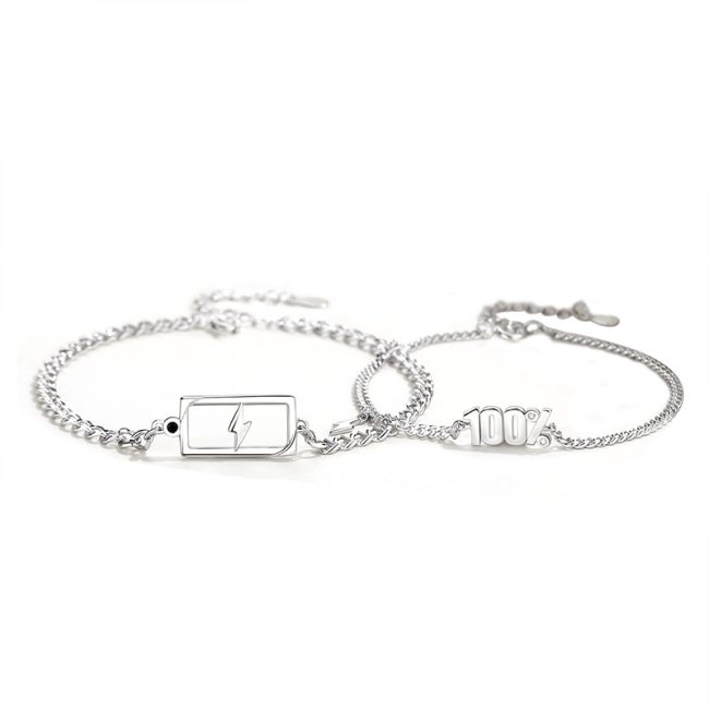 925 Sterling Silver Couple Bracelets With 100% Charged blank bracelet