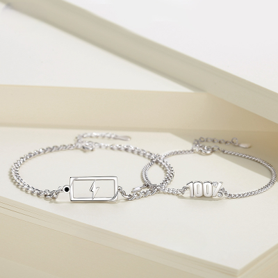 925 Sterling Silver Couple Bracelets With 100% Charged, made of 925 sterling