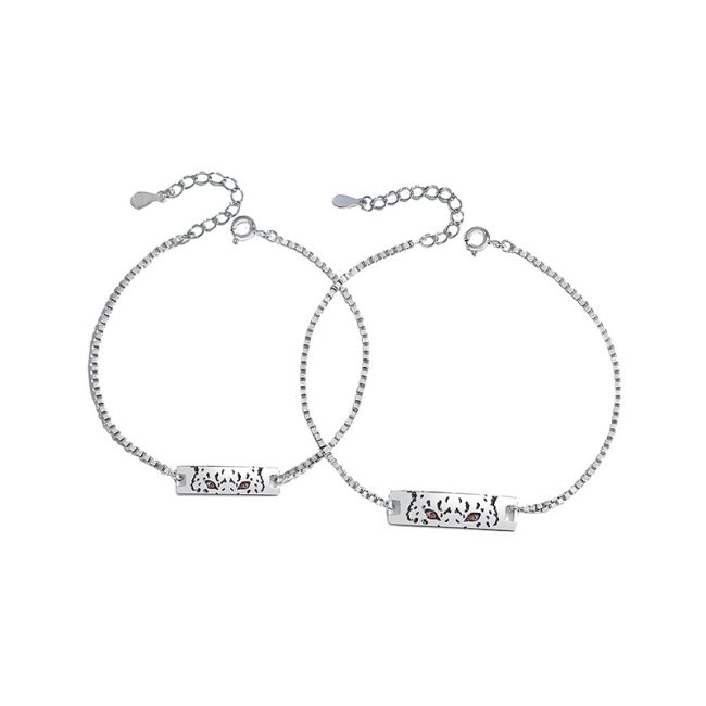 925 Sterling Silver Couple Bracelet With Love U letter