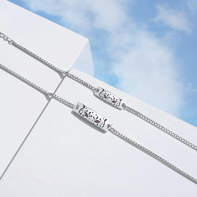 Sterling Silver Couple Bracelets With Cheetah Bracelet detail view image