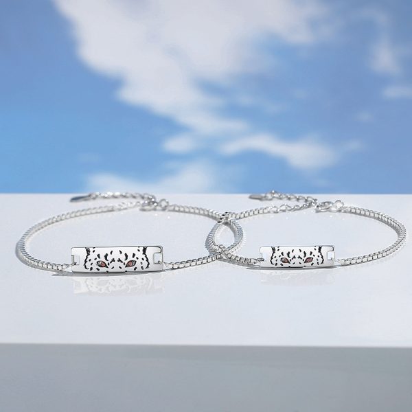 925 Sterling Silver Couple Bracelets With Panther Bracelet, made of 925 sterling silver, setting yellow zirconia